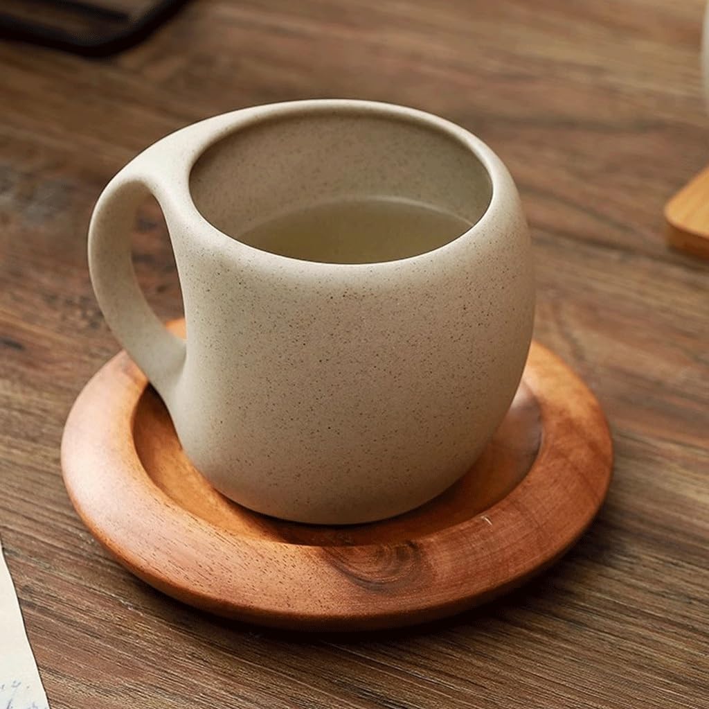 ULTRAWAVE Tassen, Kaffeetasse und Untertasse, kreativ, Keramik, Retro, mattiert, Steingut, Frühstück, Haferflocken, Kaffeetasse