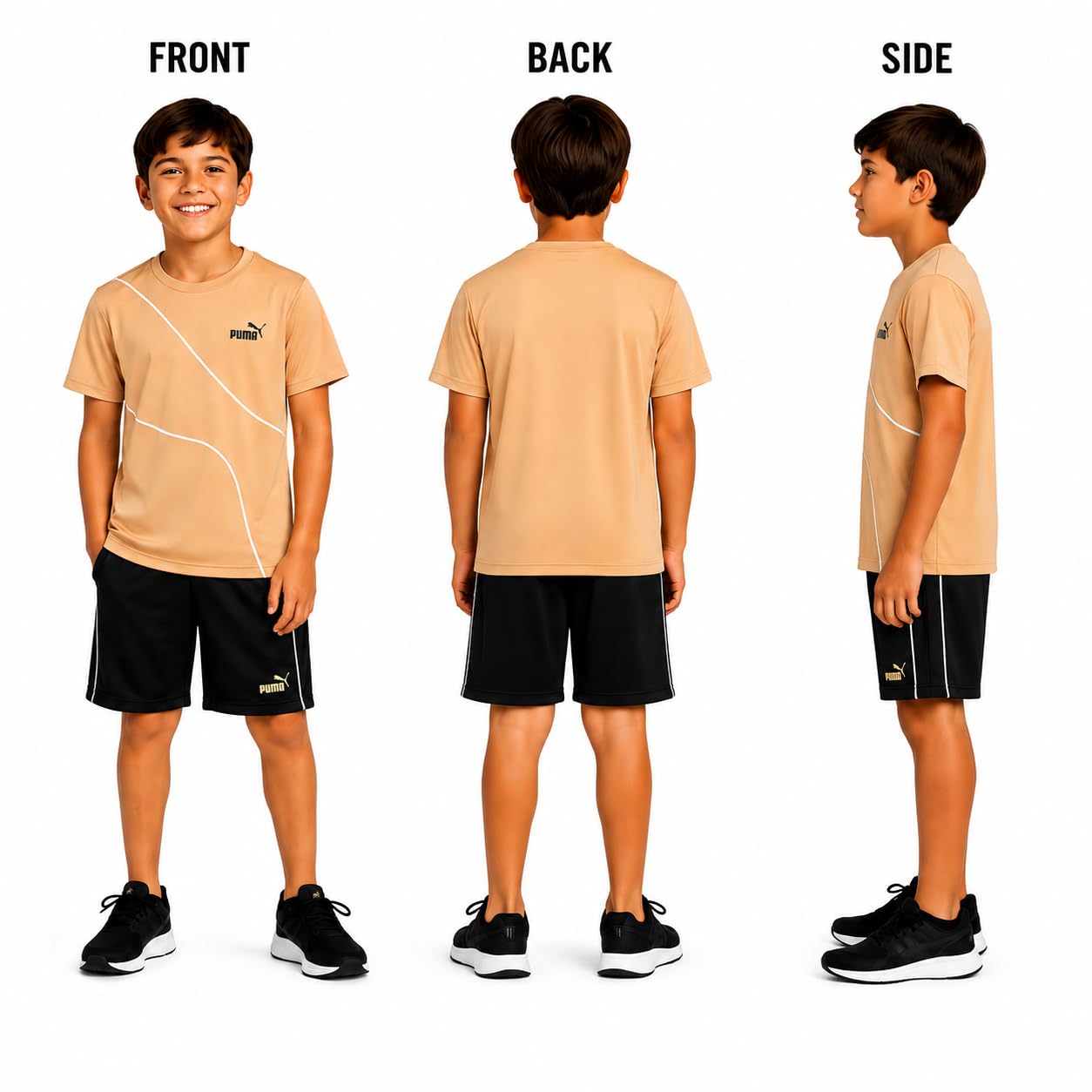 PUMA Set di 2 pantaloncini sportivi per ragazzi, maglietta Dry Fit e pantaloncini da palestra, abbigliamento sportivo per ragazzi (4-16)