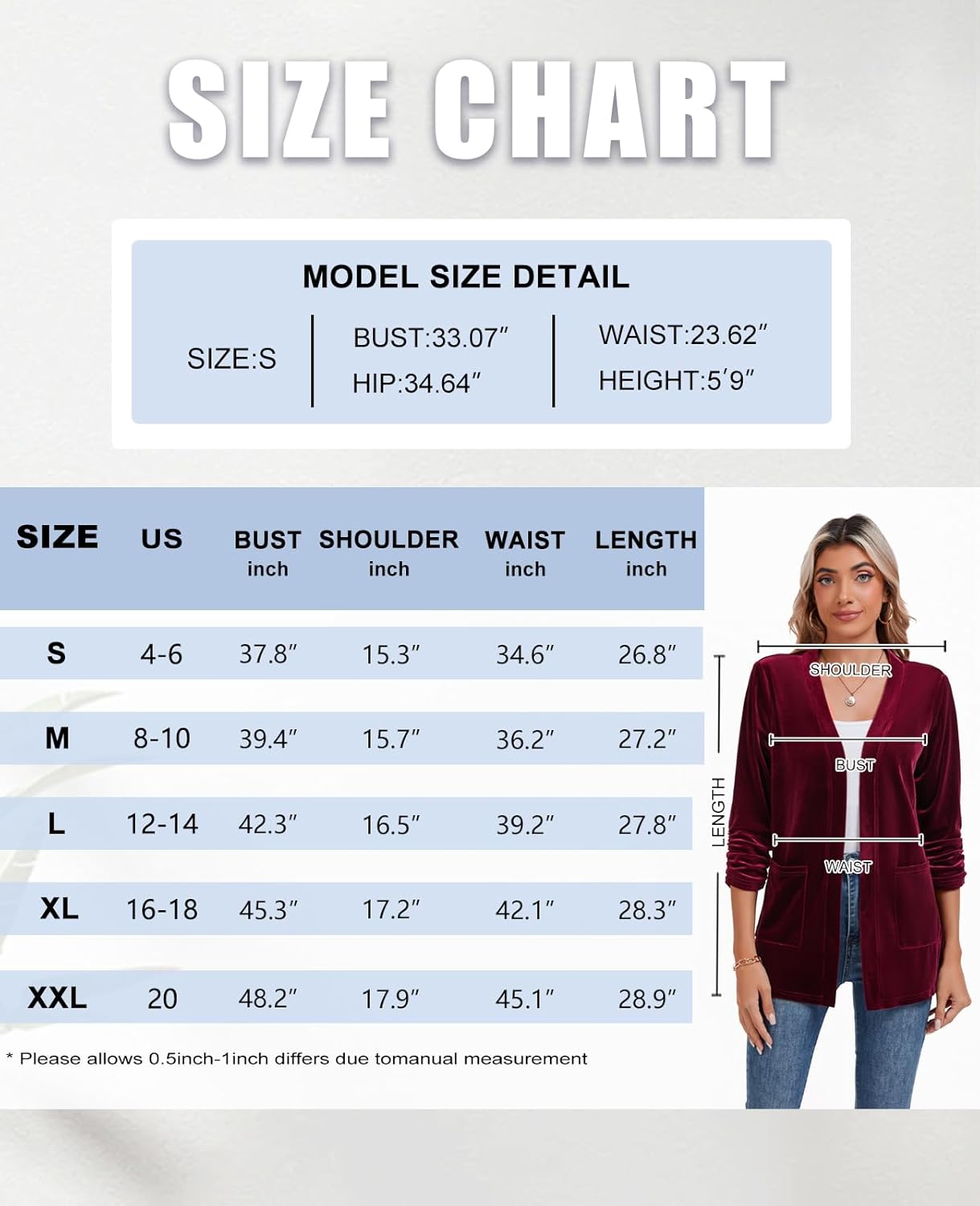 Velvet Cardigans for Women's Ruched 3/4 Sleeve Open Front Collarless Casual Office Work Velvet Cardigan Pockets - Image 3