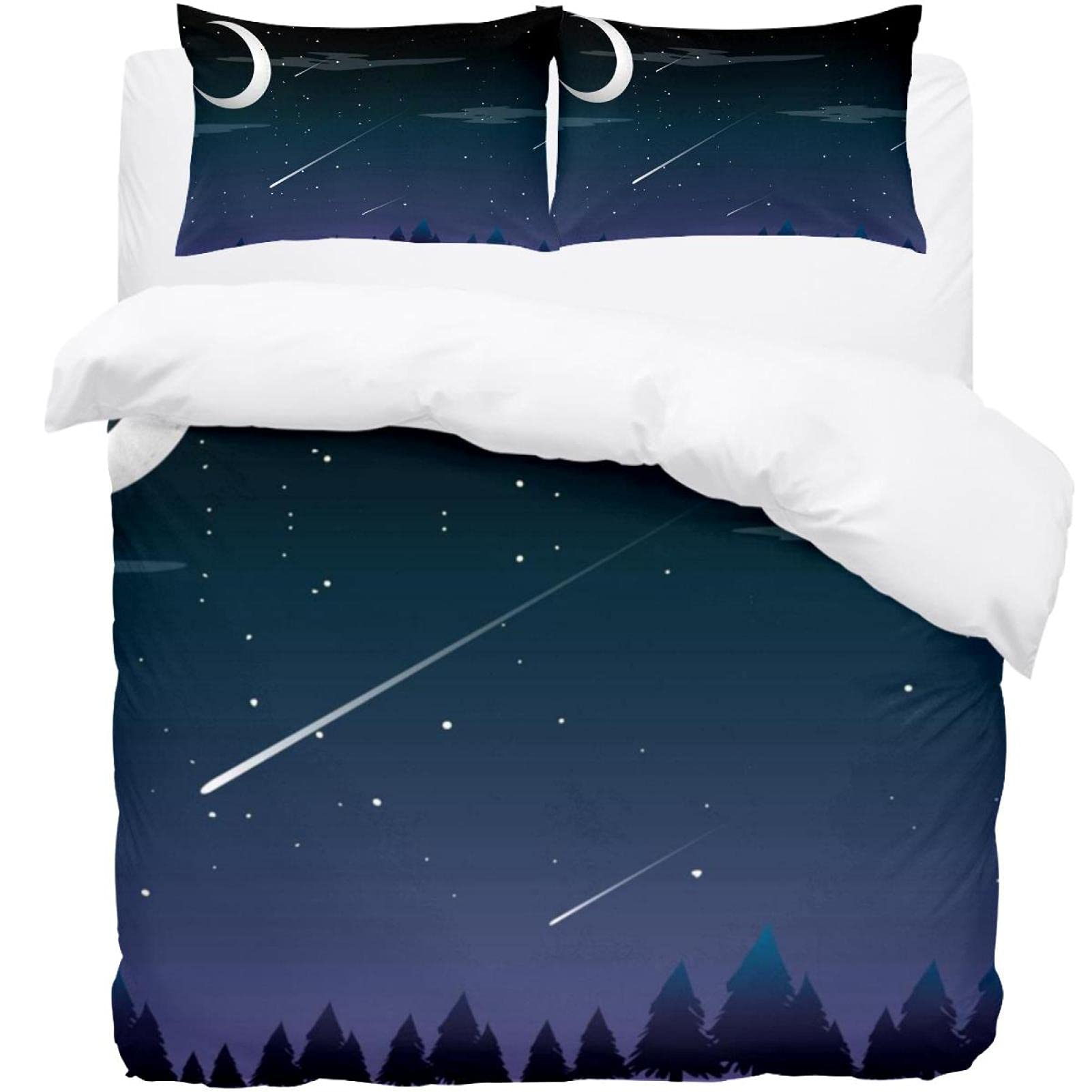 Housse de couette douce lit simple 2 taies d'oreiller parure de lit 3 pièces arbre de nuit