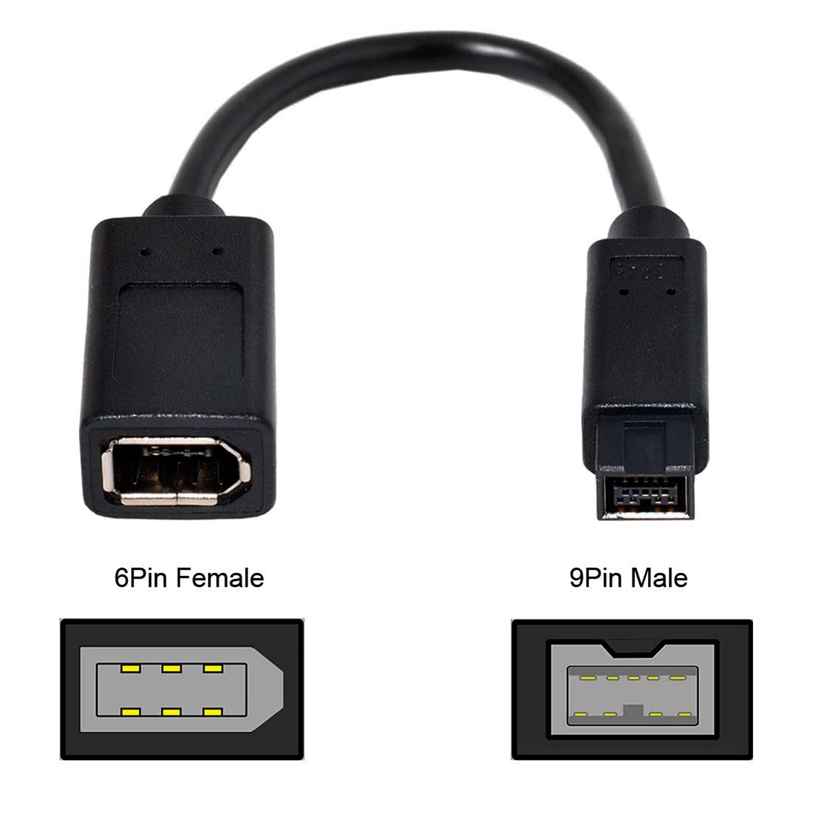 Firewire 800 a Firewire 400 IEEE 1394B 9-Pin a 6-Pin macho a hembra Cable para impresora PC Cámara digital (9-6) 6