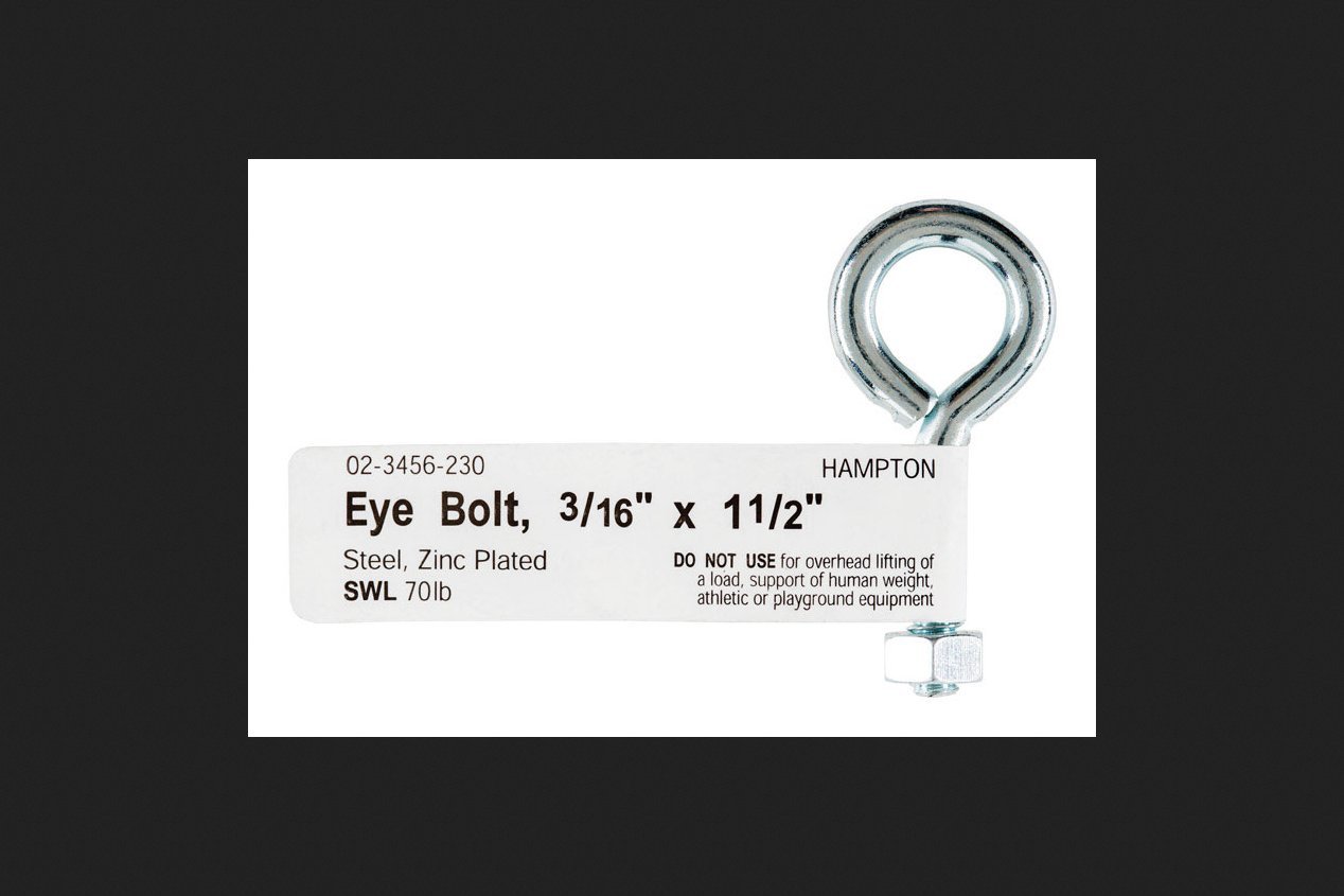 Hampton 3/16 in. x 1-1/2 in. L Zinc-Plated Steel Eyebolt Nut Included