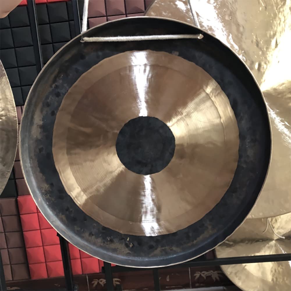 Bronze Chinese Gong with Traditional & Aged Look, Beautiful Shimmering Wash Quality, Gongs for Sound Healing Meditation Yoga, for Outdoor, Patio, Home (Size : 16 Inch)