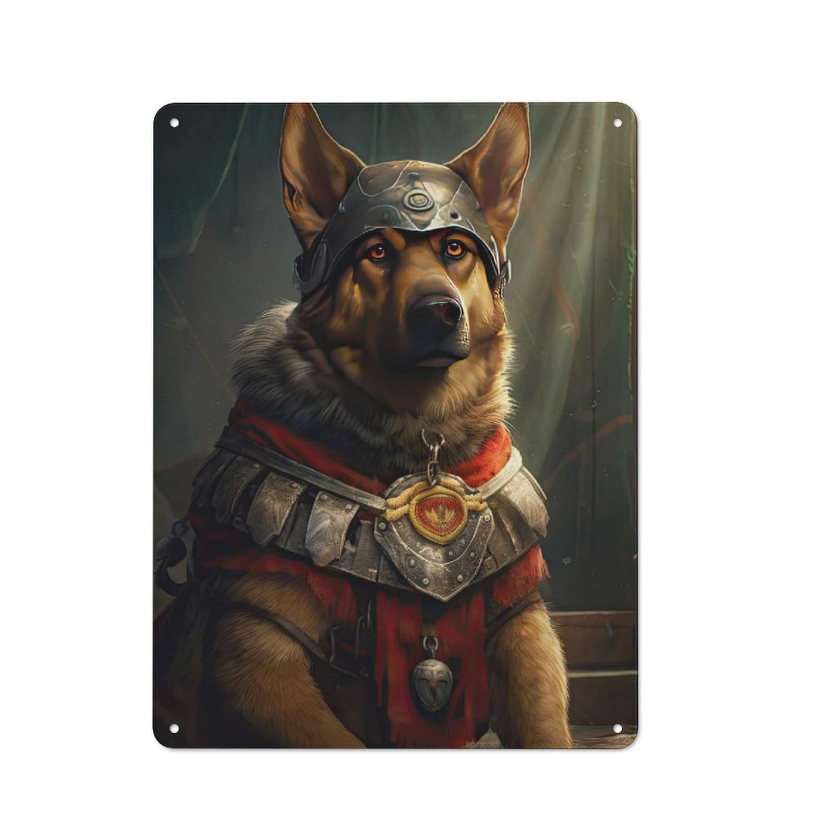 German Shepherd Viking Vintage Tin Sign 40x30cm, Rustic Bistro Wall Plaque for Kitchen, Cafe, Pantry Or Dining Room