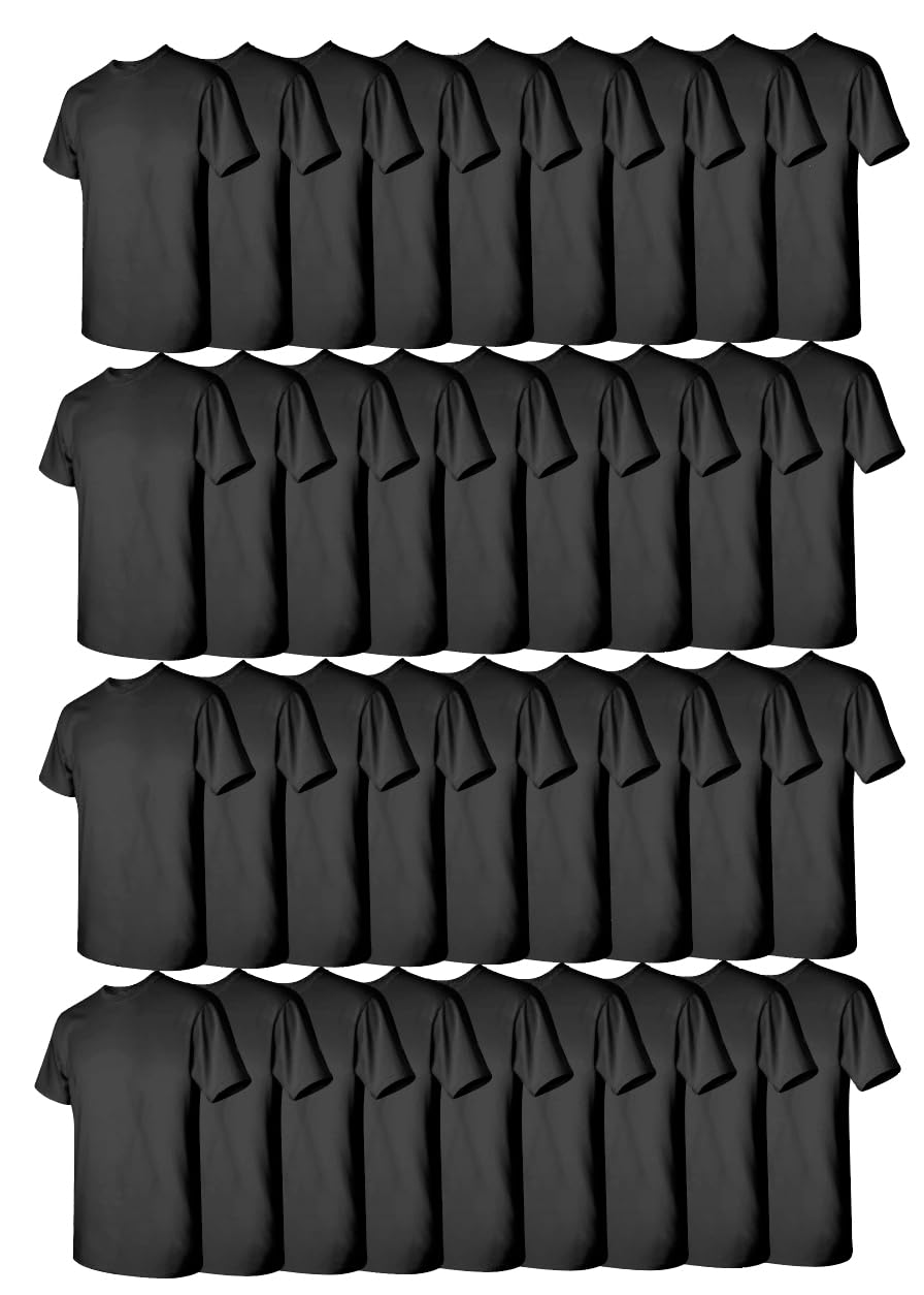 EVERYDAY TEES 36 Pack Mens Cotton Crew Neck Regular T-Shirts Bulk Short Sleeve Lightweight Tees Mix Colors