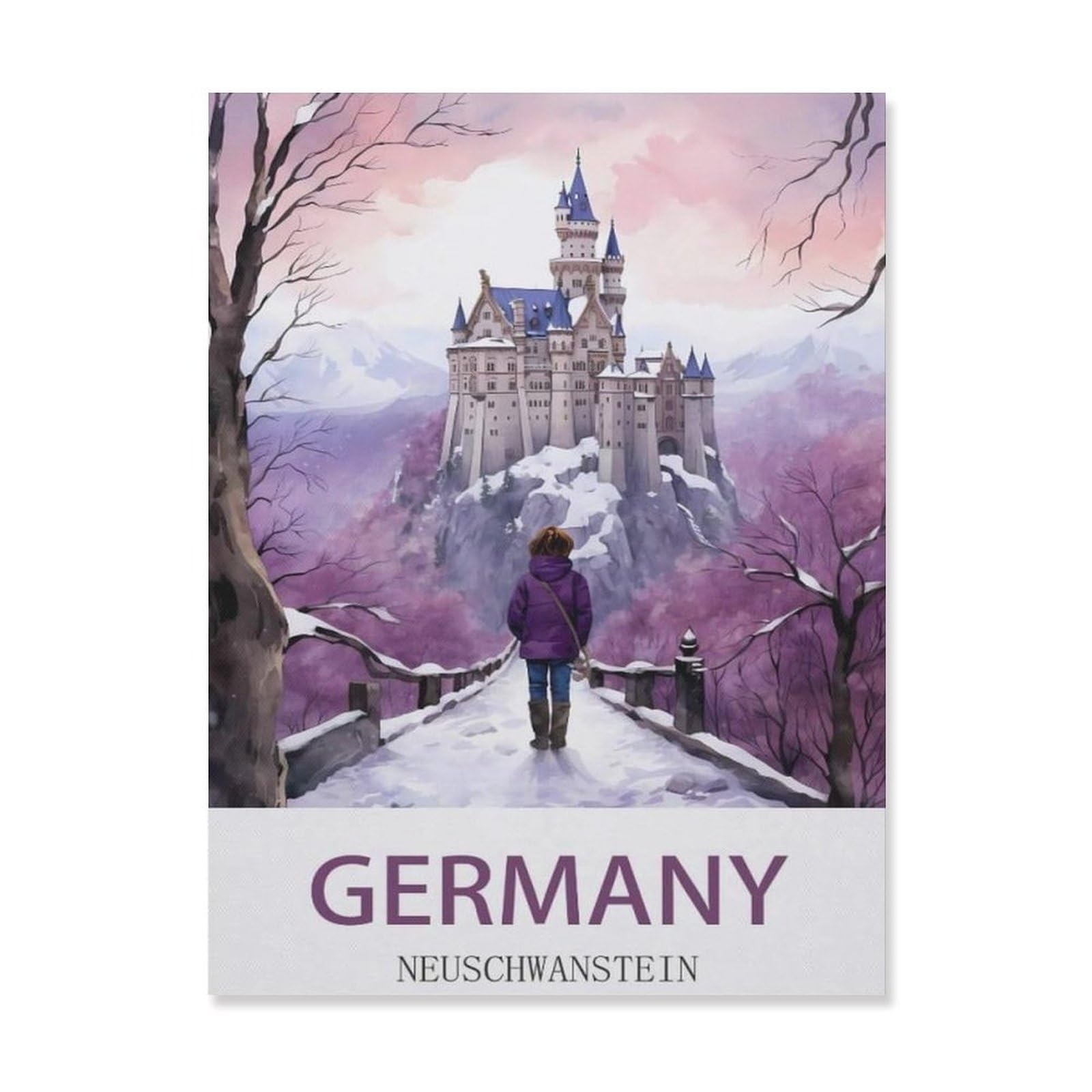 Vintage Wall Decor Metal Poster Plaque，Neuschwanstein Germany，Sign Farmhousenostalgic Tin Sign For Home Cofe Kitchen Pub Bar Wall Decor(15x30cm）6x12 inch-EF66