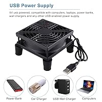Vista 3 de GDSTIME Enfriador de ventilador de enrutador pequeño de 3.622 in con controlador de 3 velocidades L/M/H, CC 5V USB, ventiladores de refrigeración
