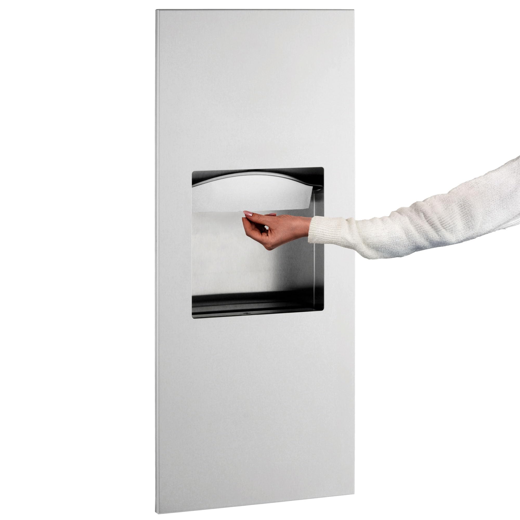 Bobrick B-36903 TrimLineSeries Recessed Paper Towel Dispenser/Waste Receptacle, Satin Stainless Steel