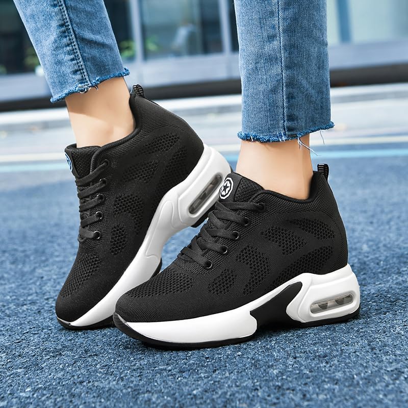 Women's Wedge Sneakers Invisible High-Heeled Leisure Walking Shoes Breathable Air Cushion Casual Footwear - Image 6