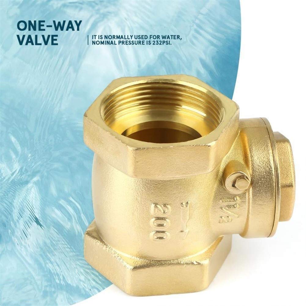 Zawór zwrotny DN40 1-1/2" z mosiężnym gwintem wewnętrznym, 232 PSI, zapobiegający cofaniu się wody.