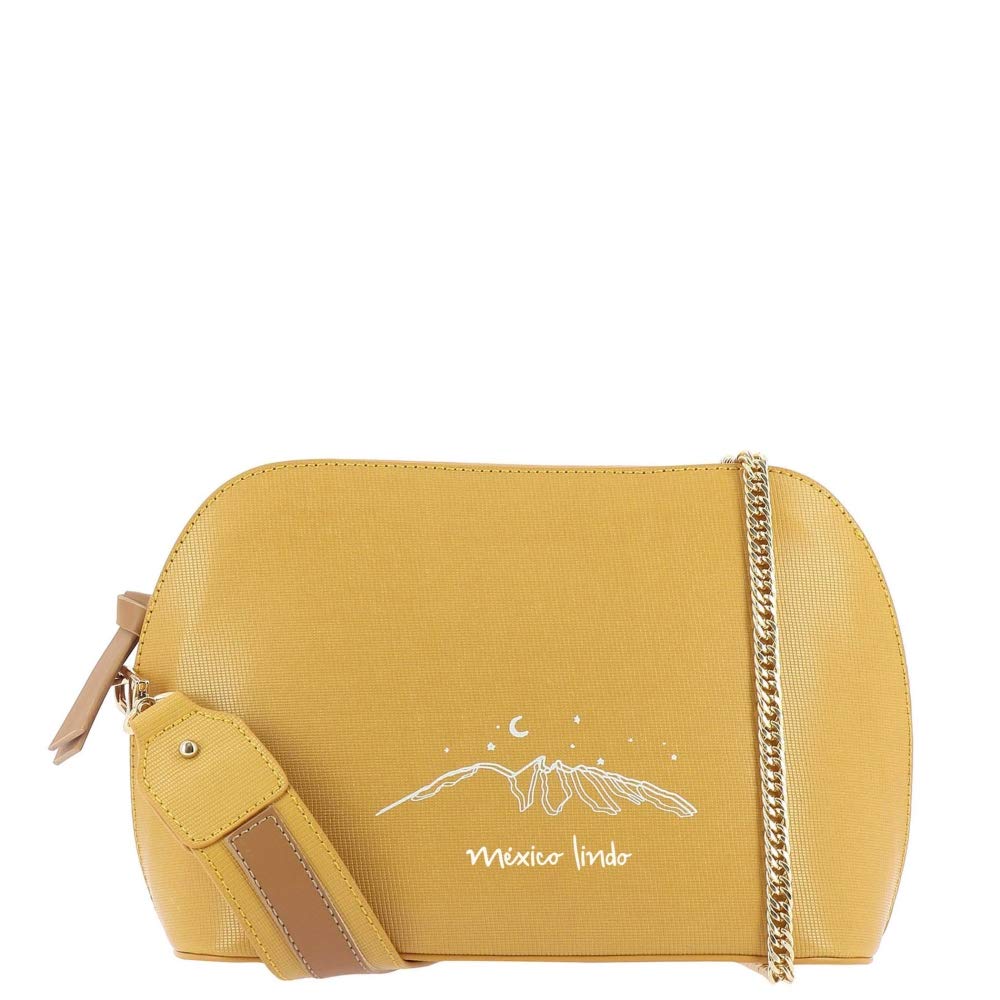 PIAGUI Crossbody for Woman JAZMIN Mustard Faux Leather Mexican Handbag