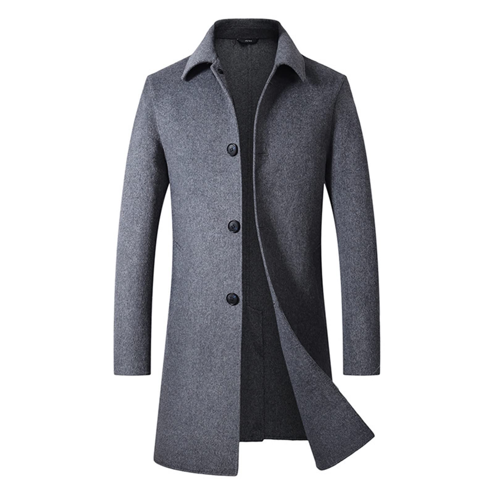 Cappotto da uomo in lana monopetto con bavero semplice da lavoro Cappotto caldo da passeggio Autunno Inverno per la protezione dal freddo e dal vento
