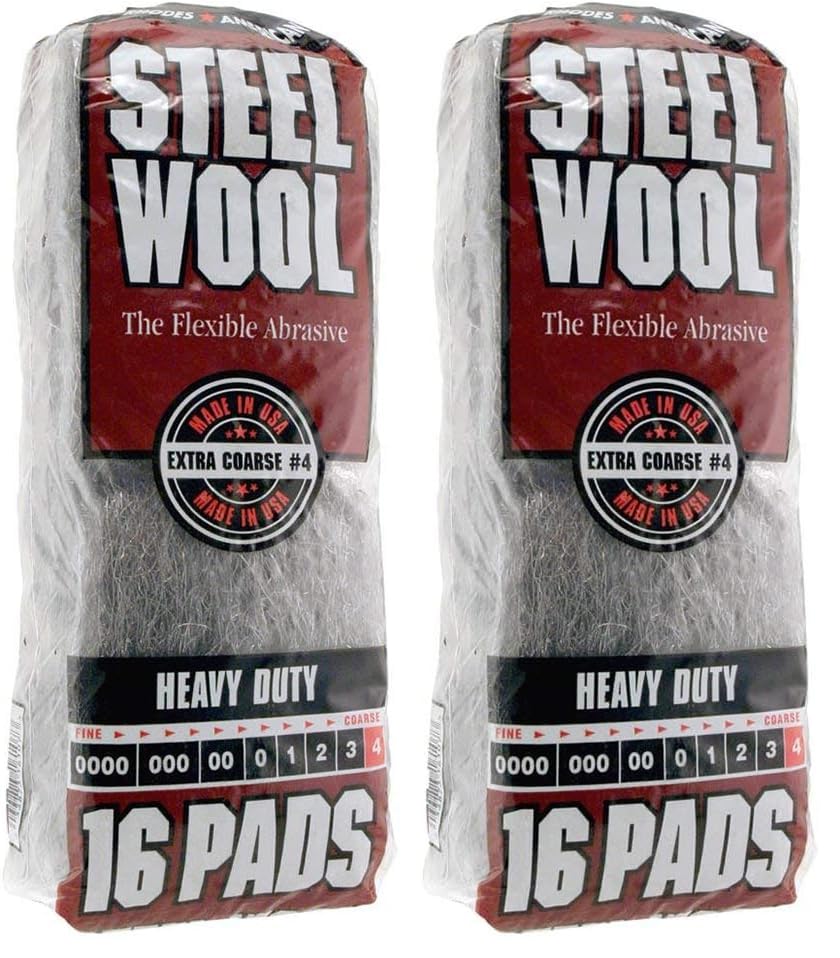 Image of Homax 33873161073 Steel Wool, 16 pad, Extra Coarse Grade #4, Rhodes American, Heavy Duty Steel Wool (Packaging May Vary) (Pack of 2)