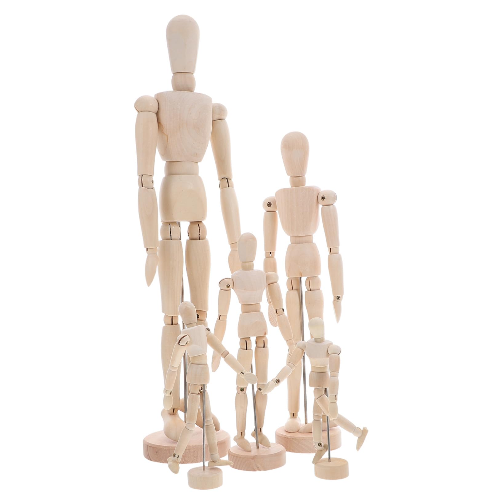 SEWACC 5 Pièces Mannequins Articulés avec Support Modèles pour Dessin Artistique Étude de Figure Décoration Bureau Petit à Très Grand