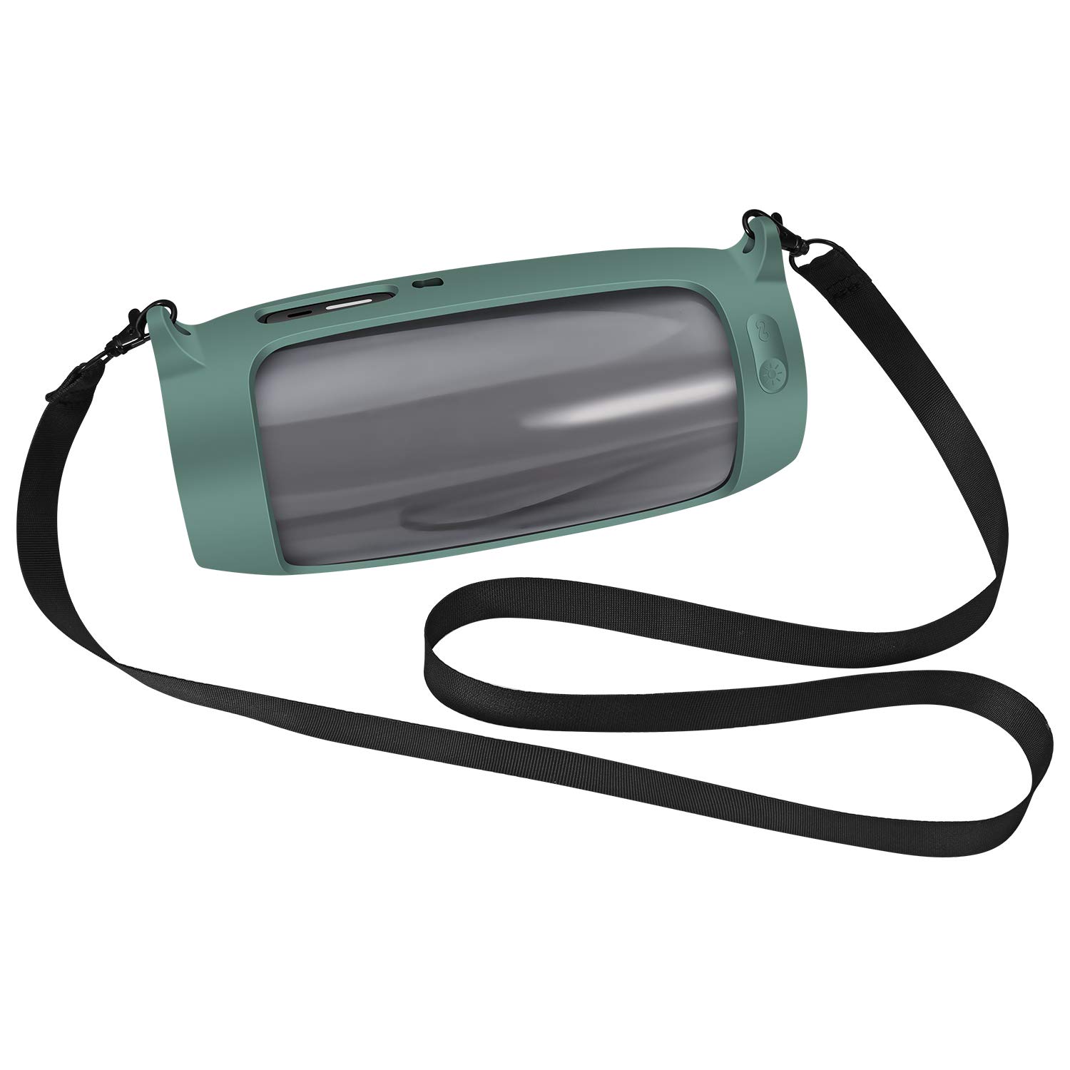 Stoßfeste Silikon-Schutzhülle für JBL Pulse 4 Lautsprecher, tragbare Schutzhülle mit Schultergurt und Metallschnalle, kratzfestes Bluetooth-Lautsprecher-Zubehör (grün)