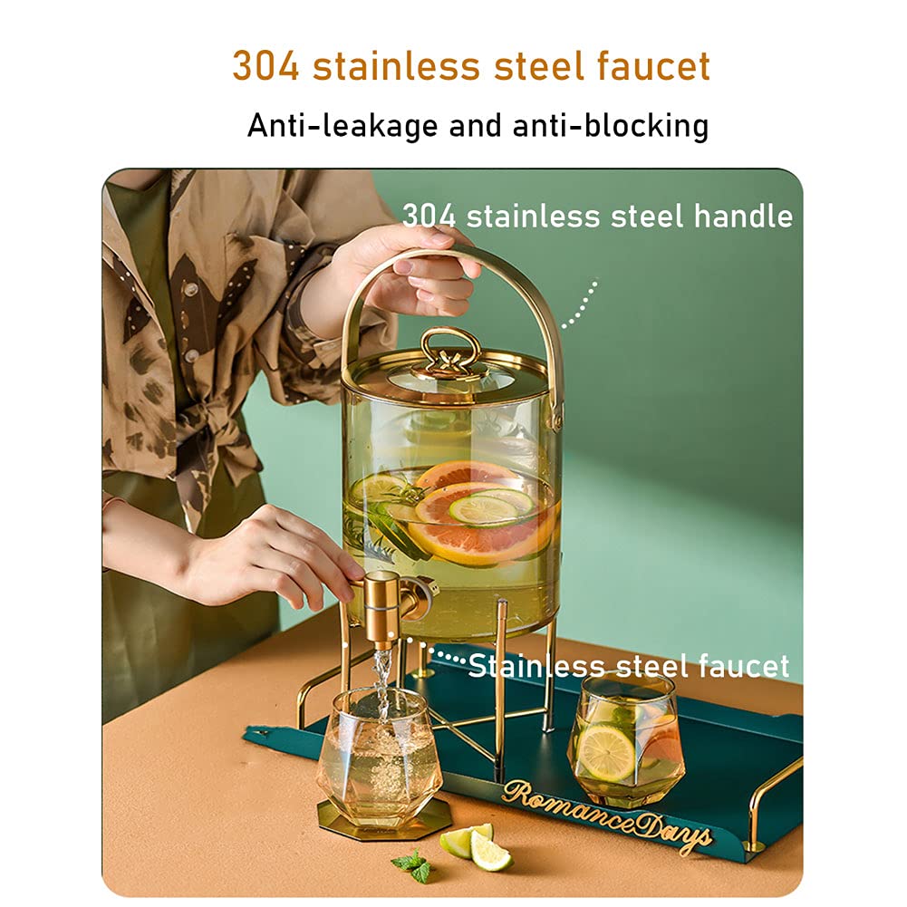Getränkespender Fass-Getränkespender mit Ständer, Getränkespender mit Wasserhahn, Glasgefäß, Getränkespender für Cocktails, Saft, Wasser, hohe Temperatur