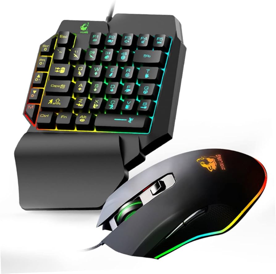 Amazon | CORHAD 片手ゲーミングキーボードマウス バックライト付き