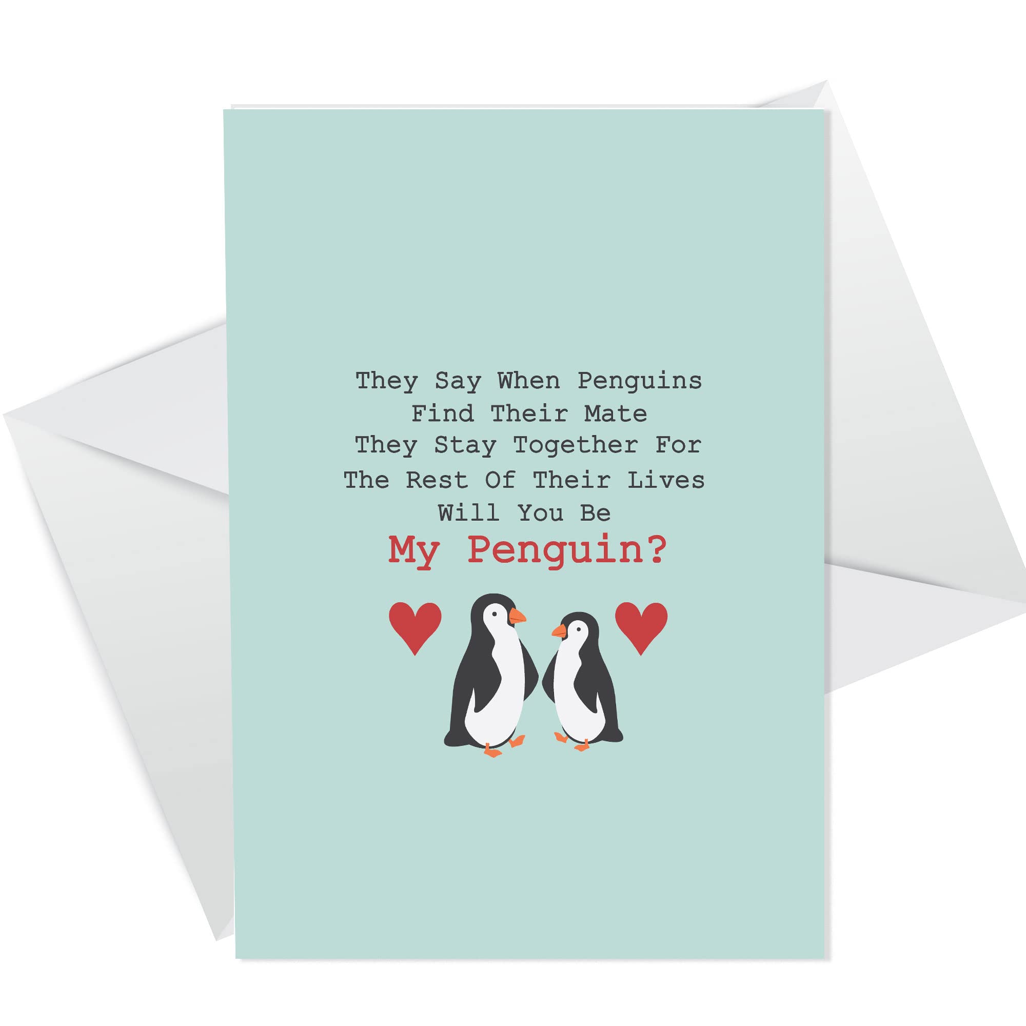 Penguin Card For Boyfriend Girlfriend Valentines Anniversary Card For Him Her