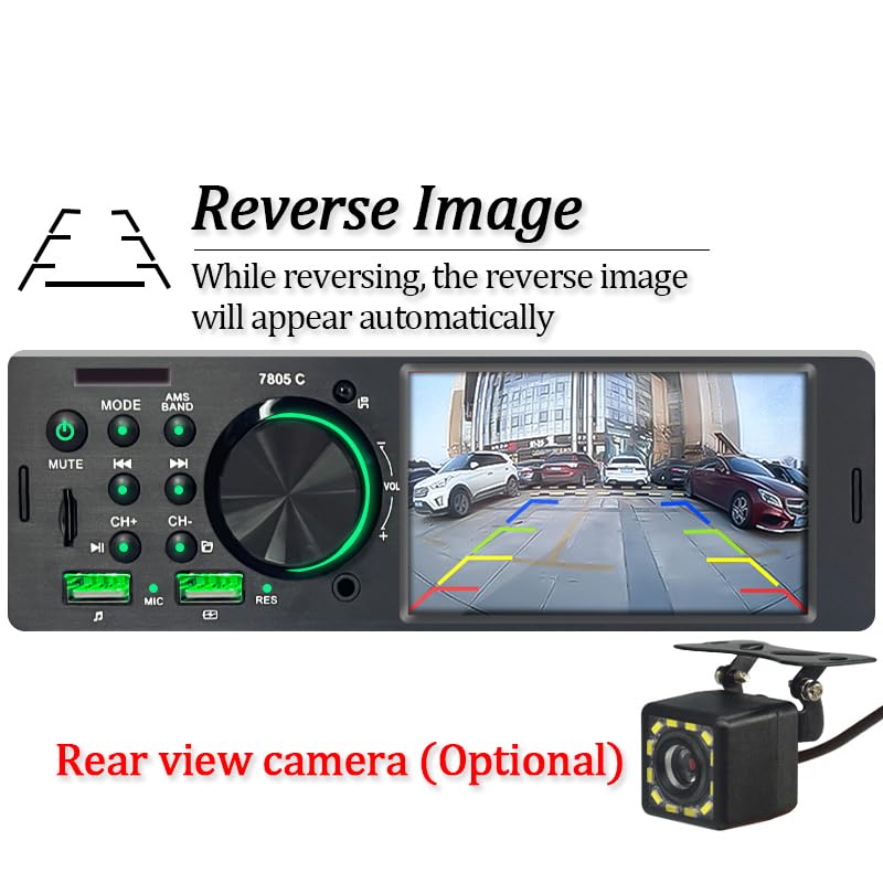 4.1” Car Radio 1din Mp5 Multimedia Player Touch Screen Bluetooth Stereo FM Receiver Hands Free USB TF 7 Colors Lighting