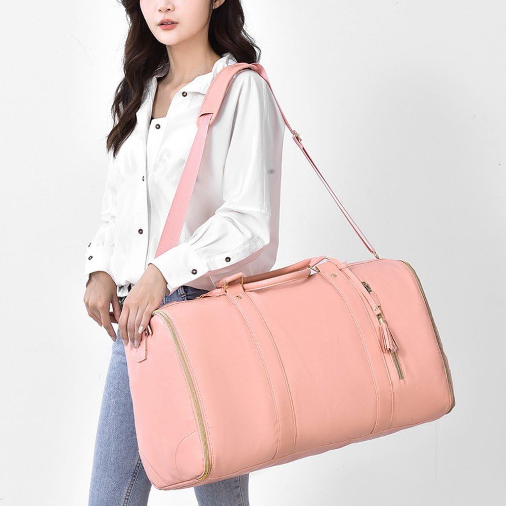 Portatrajes Convertible para Mujer, Portatrajes De Cuero para Viaje 2 En 1, Maleta Colgante, Bolso para Traje para Mujer, Bolsos De Viaje