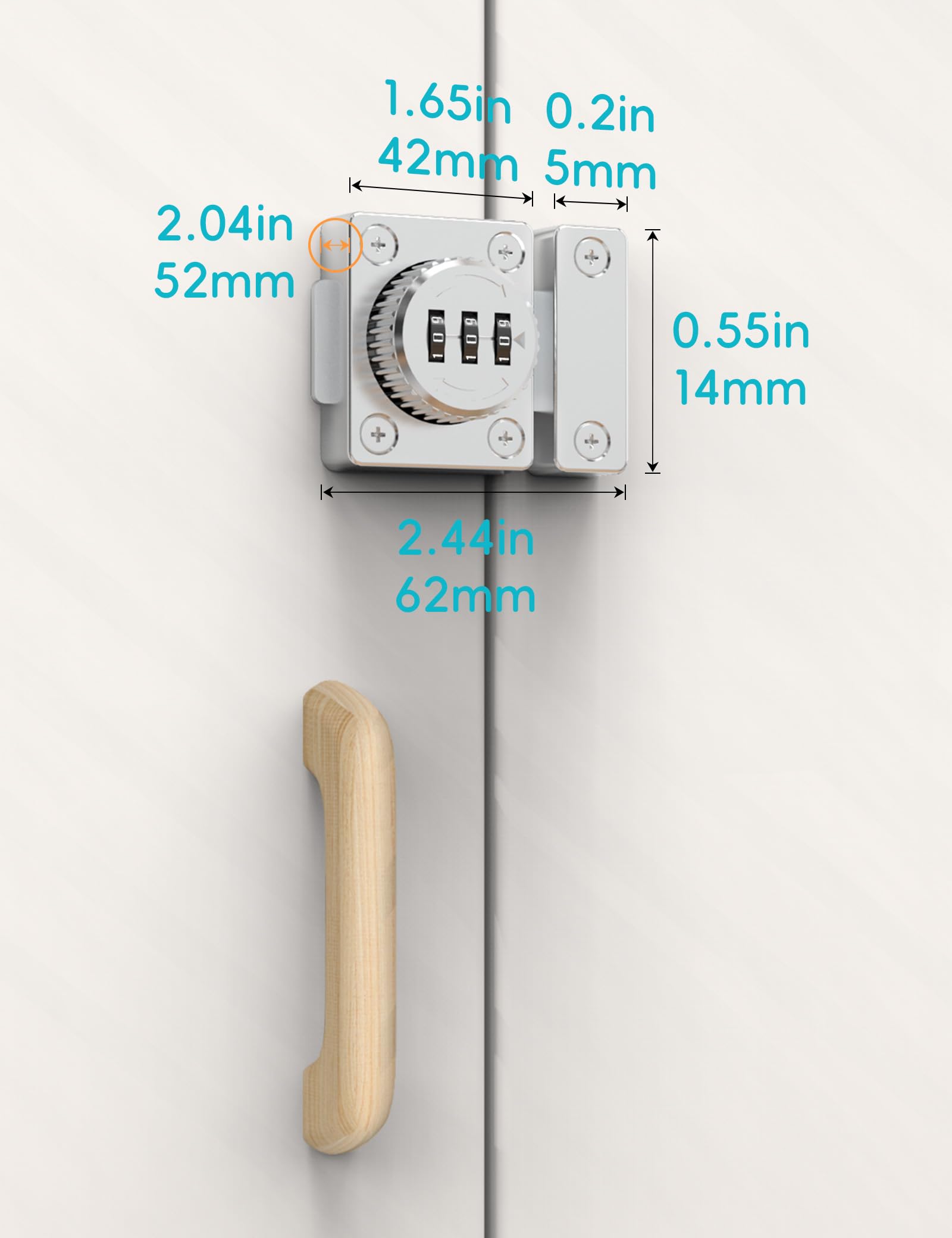 Pestillo de gabinete combinado, cerradura de cajón sin llave, fácil de instalar, adecuado para armario de cocina, cajón de oficina, muebles de madera, puerta unidireccional, etc. (plata, 1