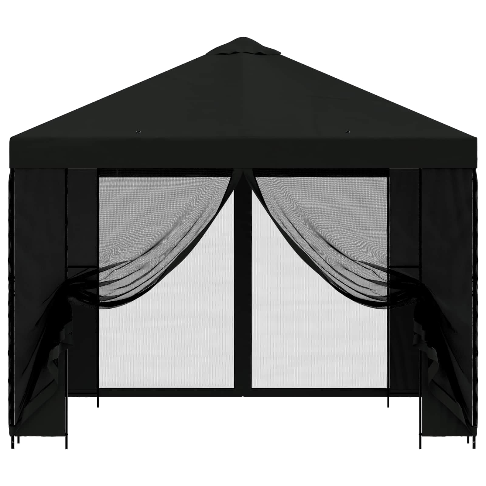 Gazebo da Giardino 3x3 m con Pareti Laterali in Rete Nero