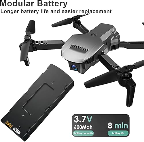 Miniatura 5 de Drone con doble cámara 4K FPV 120° ángulo amplio, WiFi, RC, cuadricópteros, Helicópteros, Largo tiempo de vuelo ( 3 Baterías ) Trayectoria de vuelo