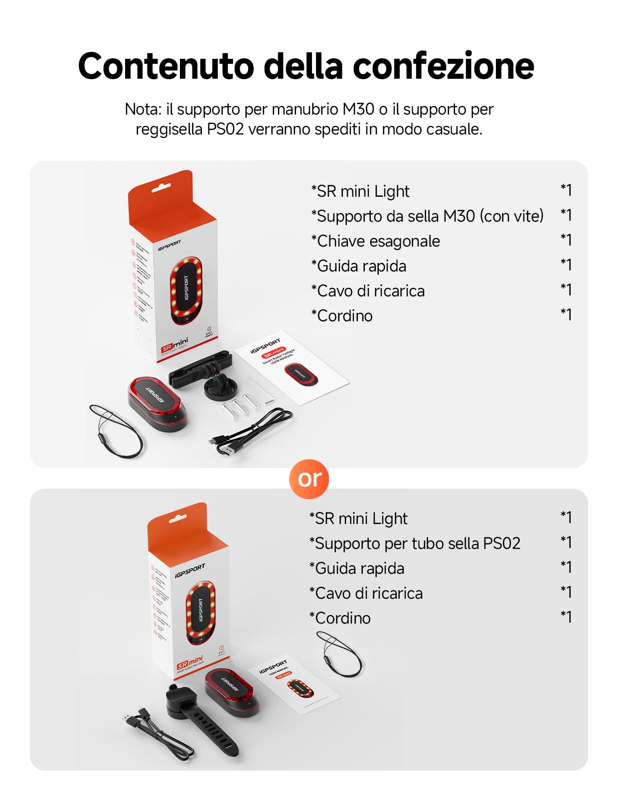 iGPSPORT SRmini Rear Light Bike Radar, 20 ore Battery Distance Vision 1.6 km Brake Detection Auto On/Off Function, MAX 65 lumen, Ant+, Bluetooth 5.0, IPX7