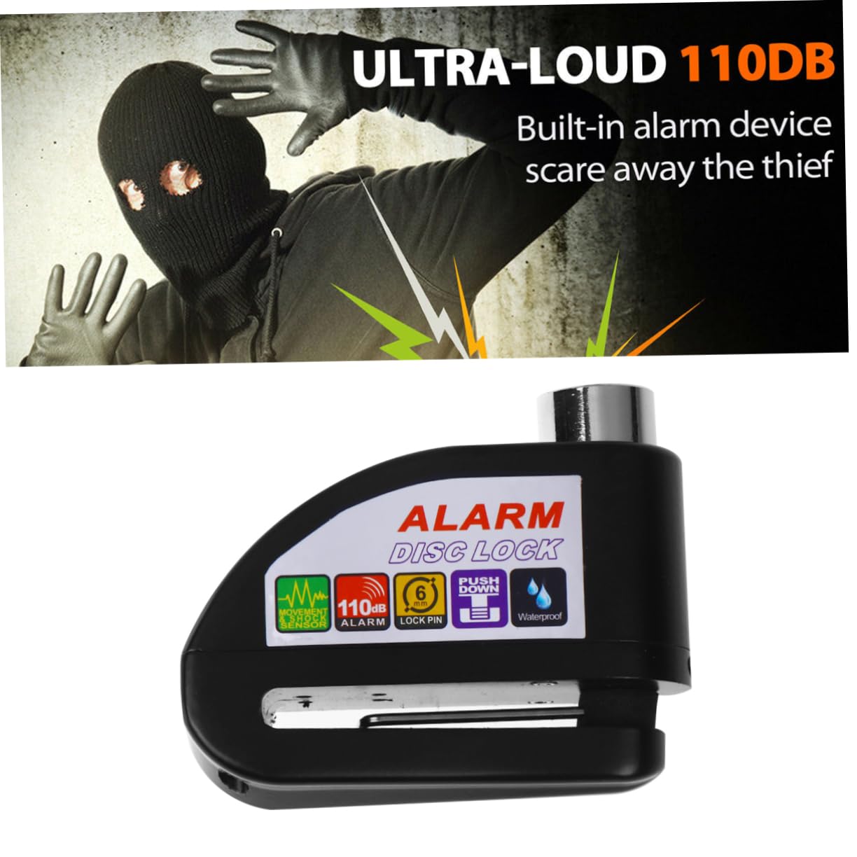 Cabilock 1 Set Theft Motorcycle Lock Stainless Steel Disc Brake Security Lock with Alarm for Bikes Scooters Bikes Easy to Use Includes