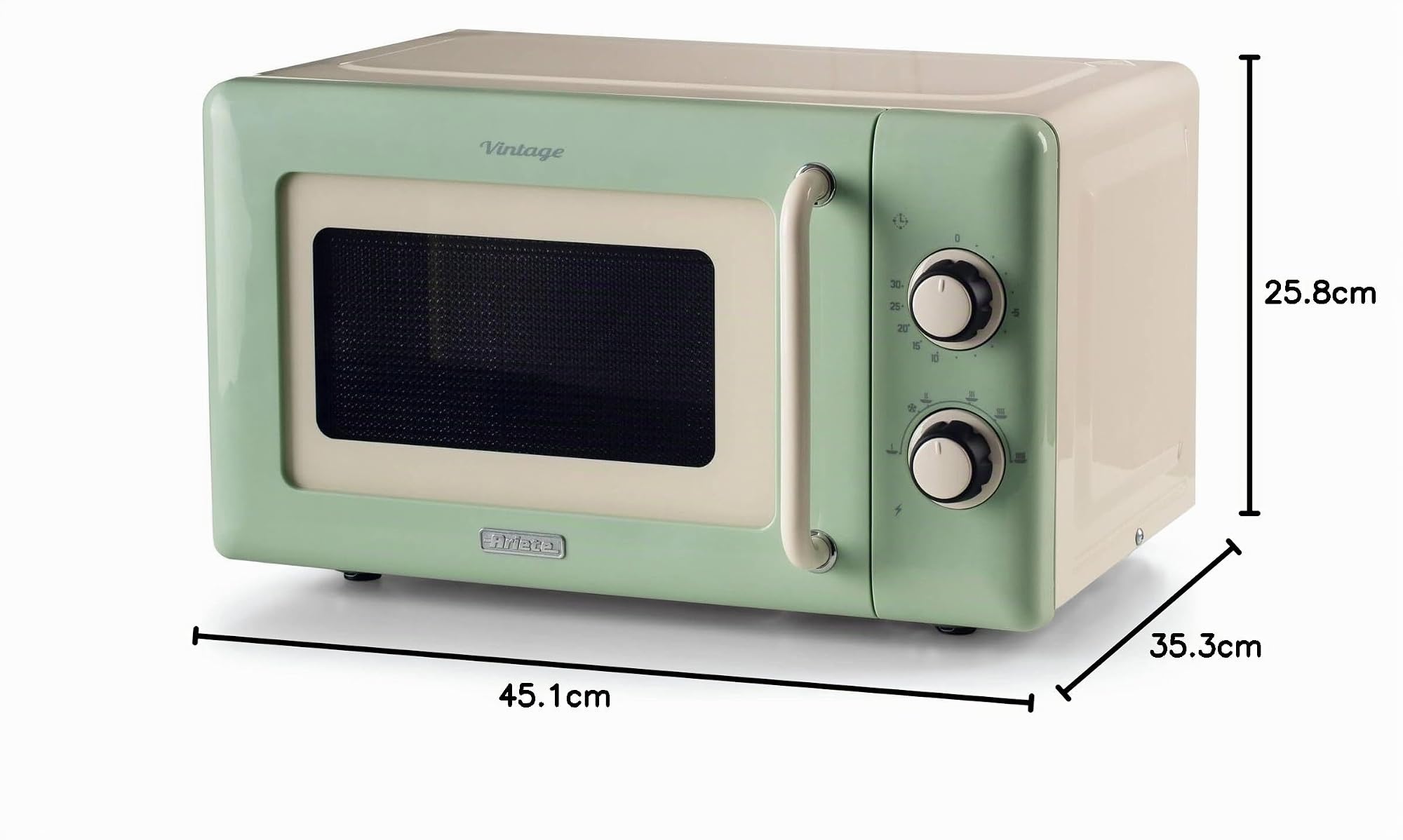 Ariete 3960 Mikrowelle Vintage 800 W 20 l 3 Funktionen 6 Kochstufen Timer Grün