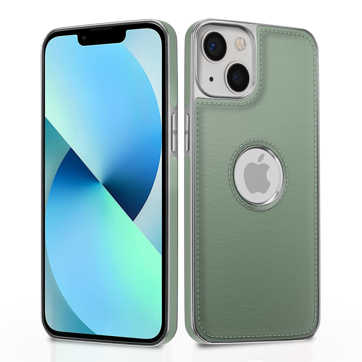 Pikkme Chrome Leather Back Cover | Flexible Pu Leather | Full Camera Protection | Silver Electroplated Chrome | Bumper Case for iPhone 13 (Chrome Green) (B0C6XFHJNK) Amazon Price History, Amazon Price Tracker