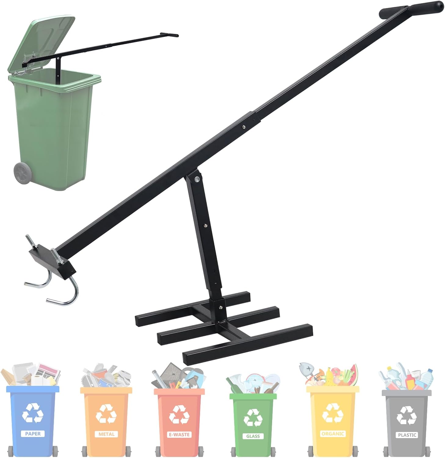 Touchless Trash Can Compactor, Manual Trash Compactor for Kitchen, Manual Garbage Compactor for Garden Restaurant