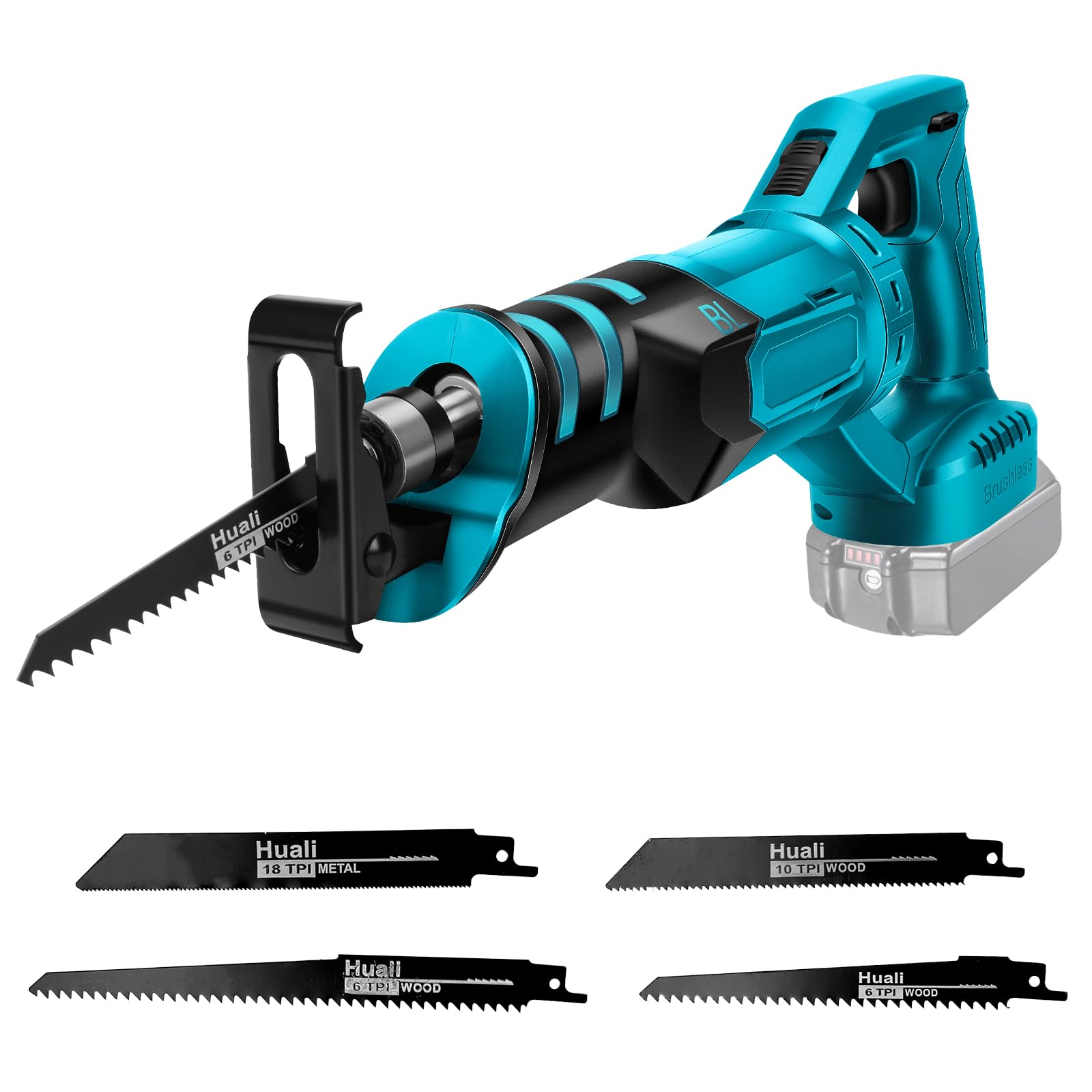 WingFly Sierra Sable Inalámbrica para Makita 18 V Batería, Sierra Alternativa Profesional con 4 Hojas de Sierra, 3000 rpm, Sierra Recíproca Eléctrica con Velocidad Variable