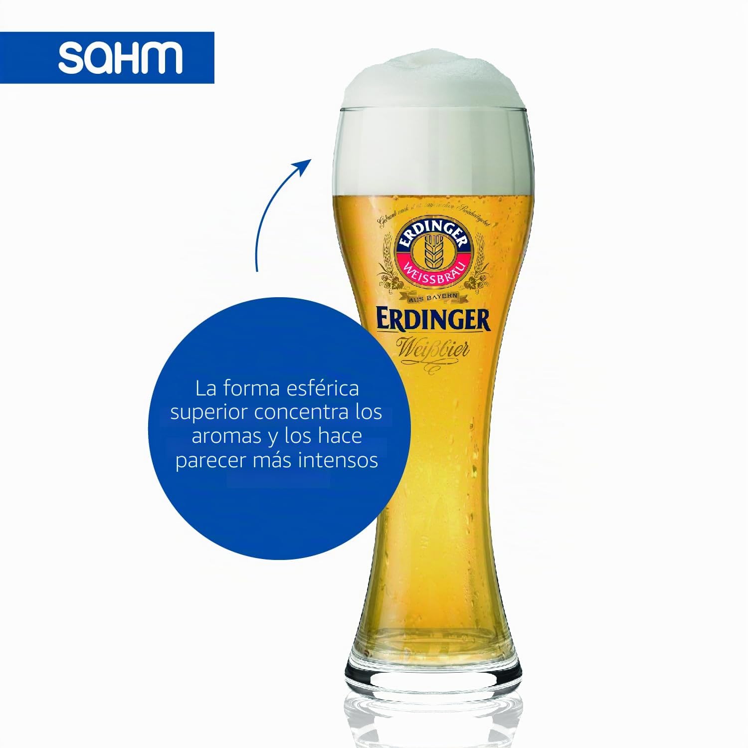 Sahm Erdinger - Juego de 6 vasos de cerveza de trigo (0,5 L, 0,5 L, ideal como regalo de cerveza)
