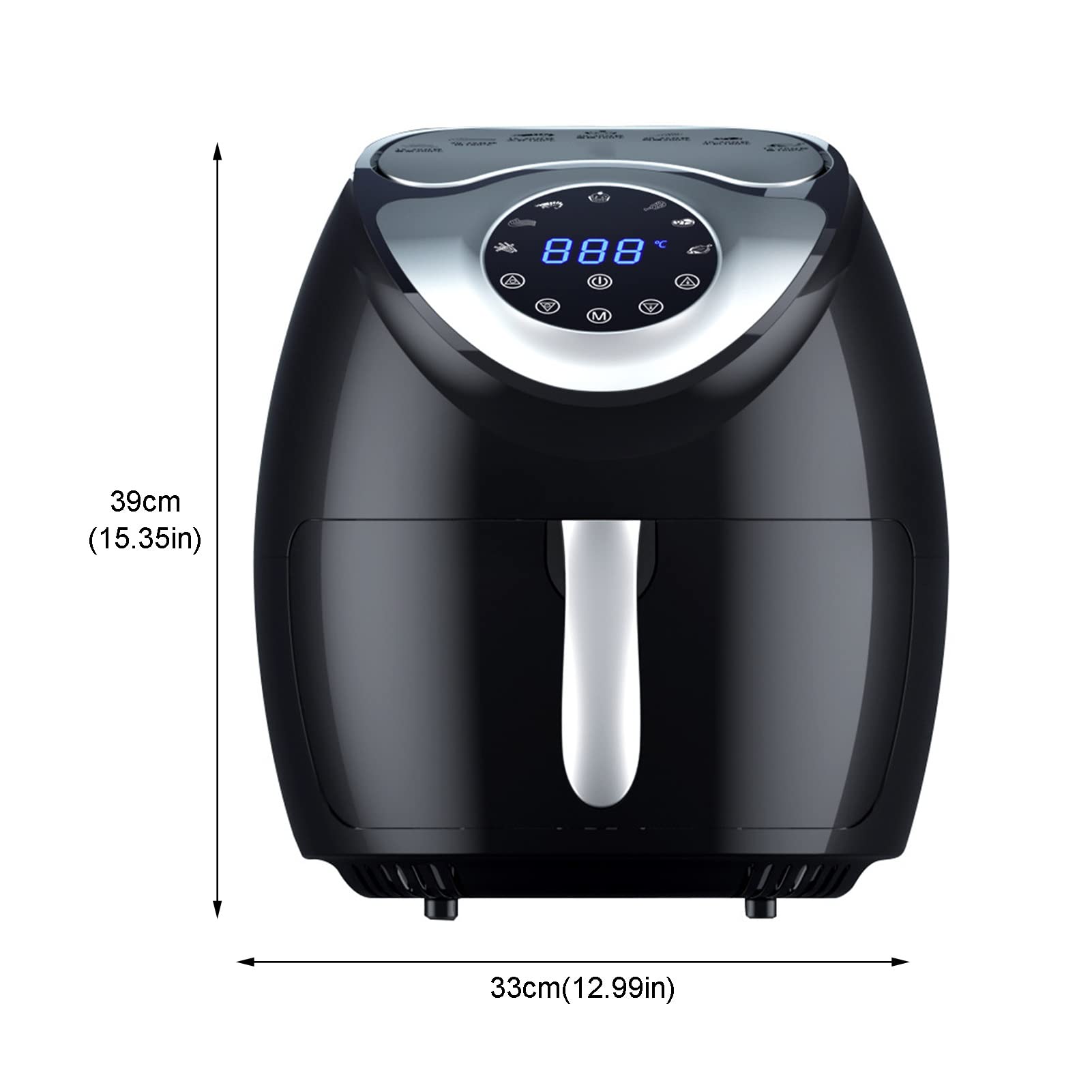 Forno digitale con friggitrice ad aria, con 7 ricette preimpostate, cottura a basso contenuto di grassi, touch screen, facile da pulire, 8 litri, Nero bisogno di speranza charitable
