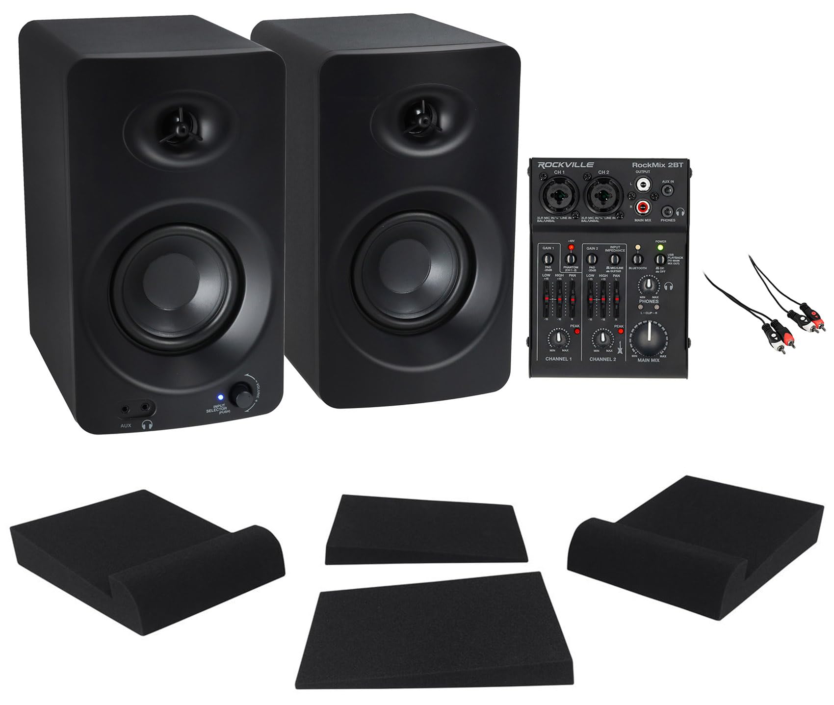 Rockville Bundle: RockMix 2BT Mixer Bundle with ASM4 4