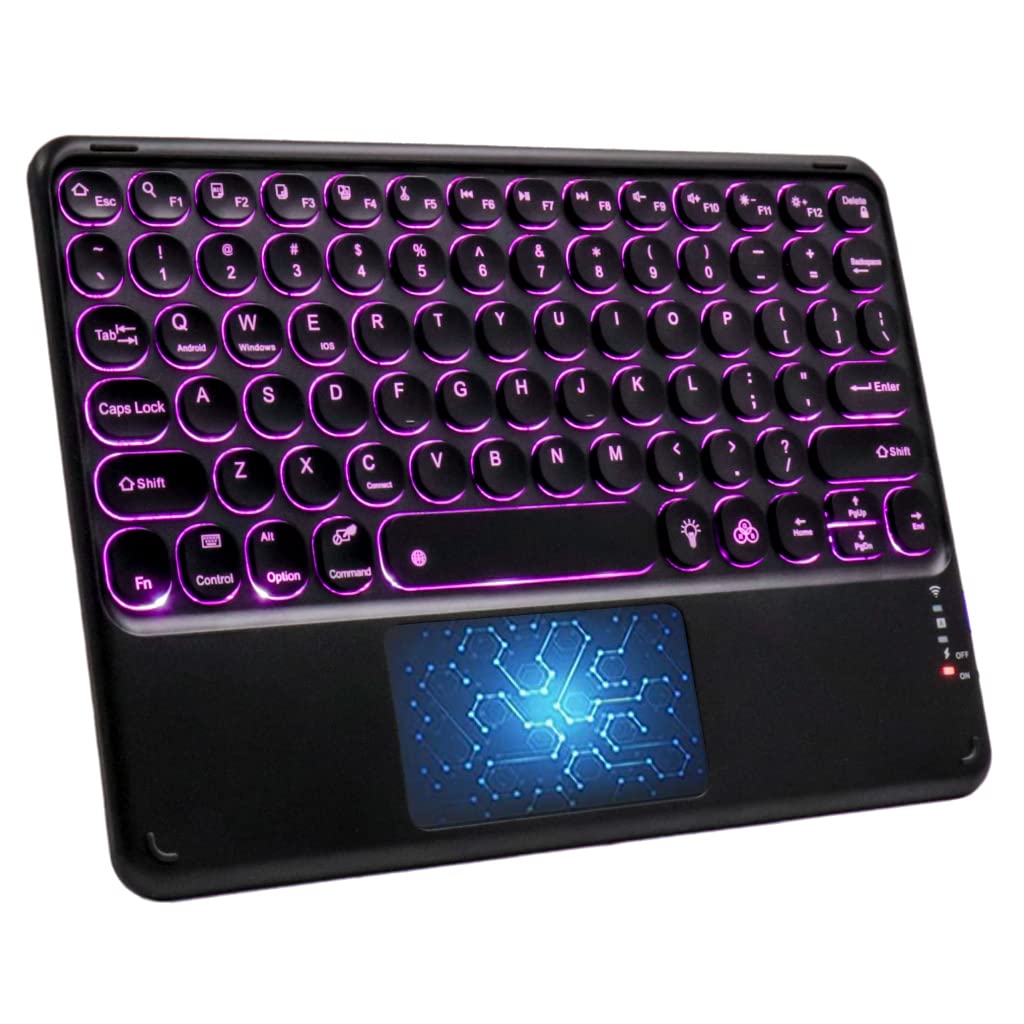 Wireless Bluetooth Keyboard with Trackpad, 7 Color Backlit, Multi-Device, Portable, Compact, Silent & Rechargeable Connect Upto 3 Devices Keyboard for Tablet/Laptop/Phone/iOS/Android