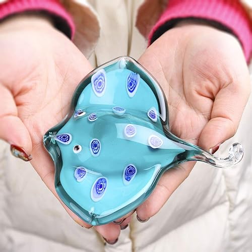 Miniatura 7 de Qf Glass Ray Fish - Manta Ray, hecha a mano con diseño de rayo de cristal, diseño de rayo de aguijón, bonita figura de animales marinos, decoración