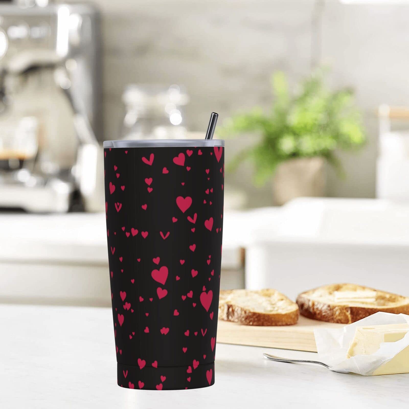BOZ Bicchiere Termico con Cannuccia e Coperchio (900 ml, Nero) – Tazza con Cannuccia per Bevande Calde e Fredde in Acciaio Inossidabile – Bicchiere con Cannuccia Adulti Senza BPA