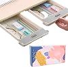 2 Packs Self Adhesive Pencil Under Desk Drawer Hidden Table Storage Organizer Tray Slide Out Space Saving for Office School Home Grey Color