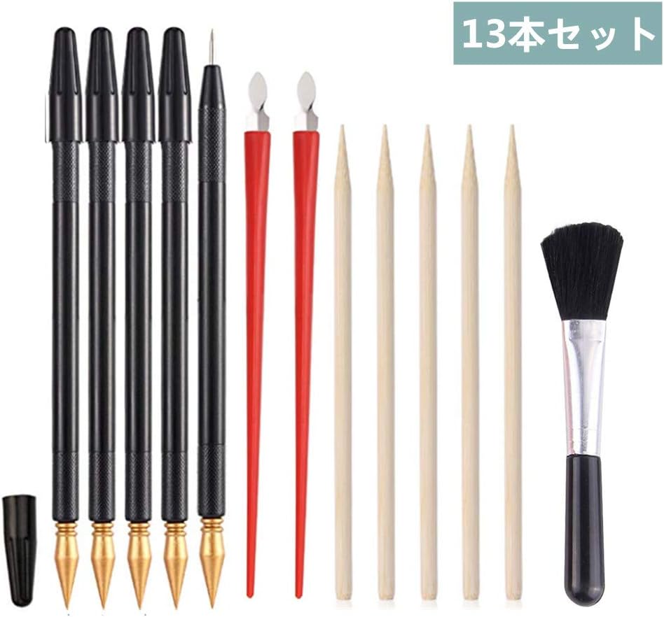 Yffsfdc スクラッチペンセット スクラッチアート スクラッチアートペン 13本セット 4種類セット 極細ペン 竹串ペン ブラシ スクラッチアート工具 絵画 興味 お子様 初心者