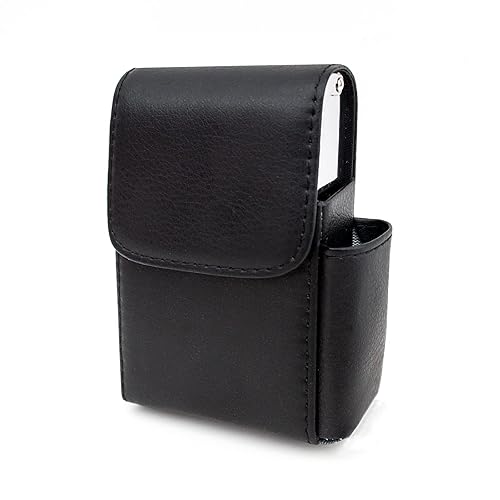Miniatura 8 de Boshiho Caja de cigarrillos de cuero PU con encendedor titular bolsa de tabaco el mejor regalo para hombres mujeres (negro) Patrón de piedra
