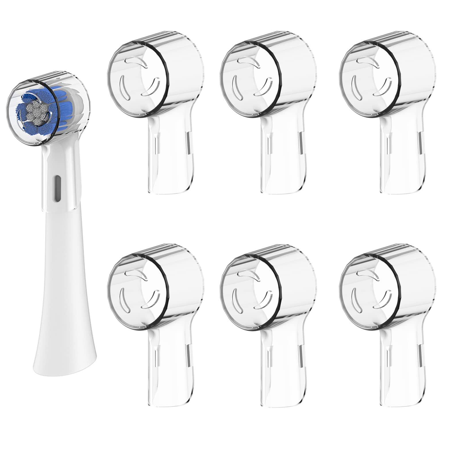 6 sztuk pokrowców na szczoteczki do zębów, kompatybilne z końcówkami Oral B IO, nakładka ochronna do IO, błyszczące białe, delikatne czyszczenie, przezroczyste