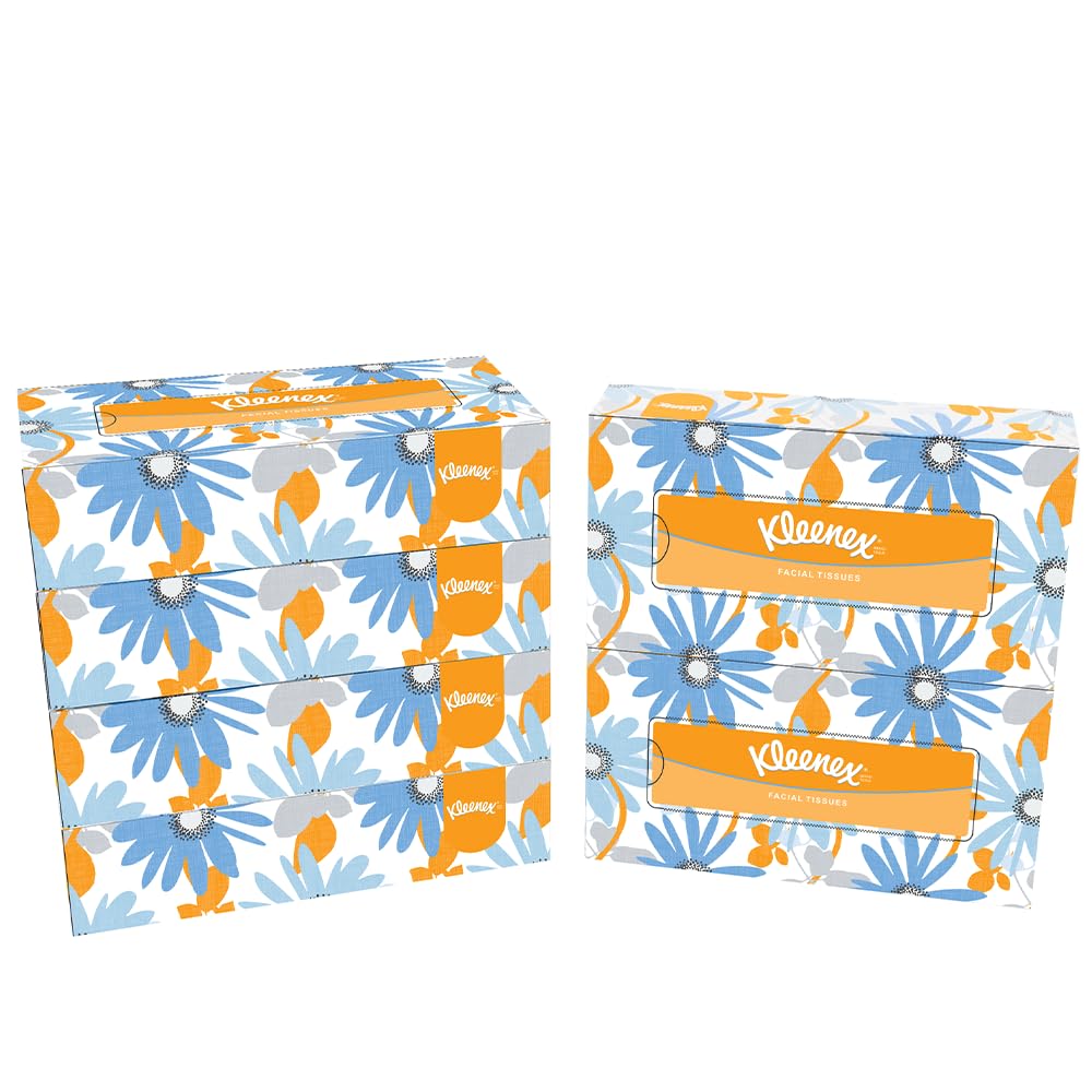 Kleenex® 2 ply Facial Tissue Flat Box, 100 Pulls, Pack of 6 (Total 600 Sheets) (60070)