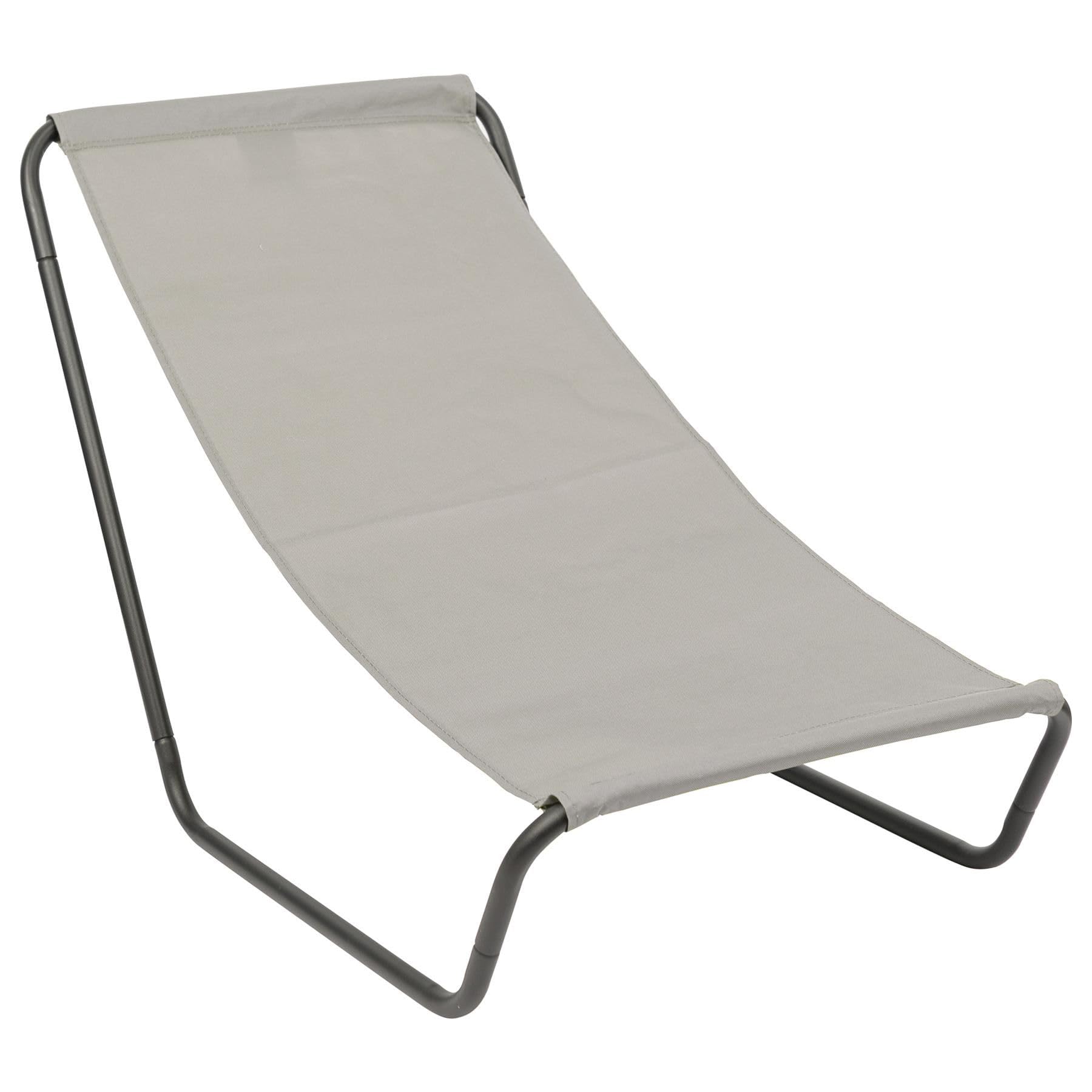 Harbour Housewares Sun Lounger - Beige - Pack of 1 - Canvas Outdoor Lawn Sunlounger Chair Lightweight Portable Chair for Garden, Beach, Picnic, Fishing