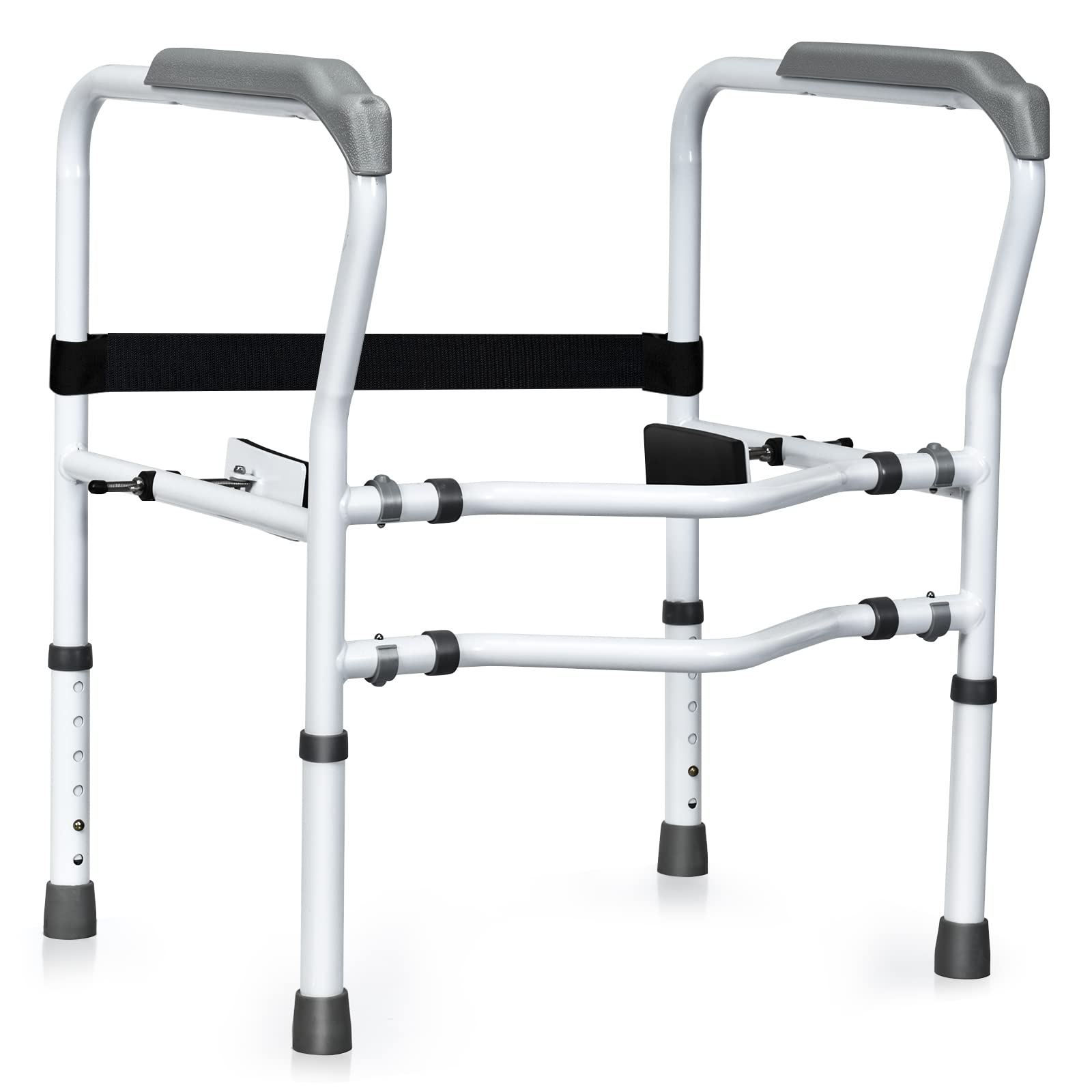 COSTWAY Supporto per WC, Supporto per WC con Altezza e Larghezza Regolabili e Dispositivi di Fissaggio Girevoli a 360°, Supporto per Bagno per Anziani Disabili