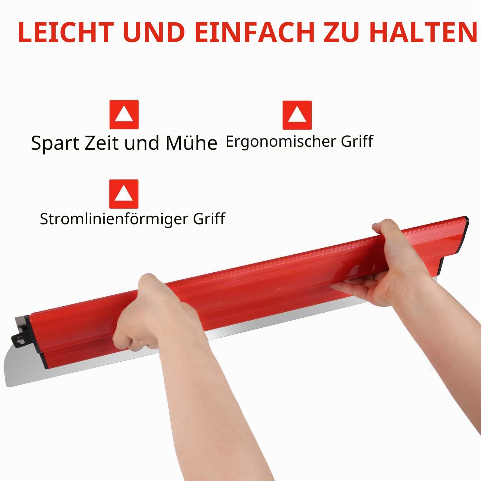 Flächenspachtel Set mit Koffer, Edelstahl Spatel Werkzeug mit Teleskopstange und Adapter, 80/60/40/25 cm, Profi Spachtel für Große Arbeitsbereiche, Wanddekoration und Bau