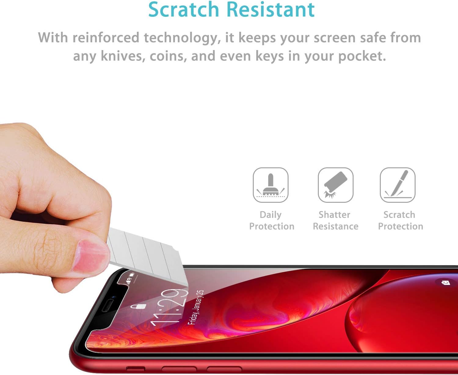 Syncwire Screen Protector for iPhone 11, iPhone XR (3-Pack), Anti-Fingerprint Tempered Glass Screen Protector (9H Hardness, 6X Stronger, Installation Frame, Bubble Free) [Not Edge to Edge]