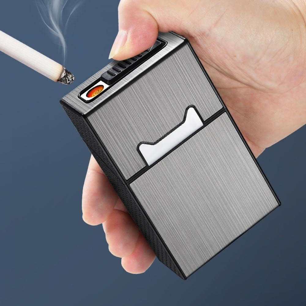 Cigarette Case with Lighter 2 in 1 USB Rechargeable Flameless
