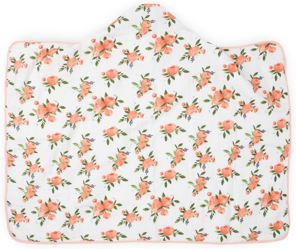 Little Unicorn Hooded Bath Towel | Absorbent Cotton & Terry Blend | Larger Size for Baby & Toddlers, 1-6 Years (Watercolor Roses) - Image 3